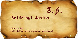 Belányi Janina névjegykártya